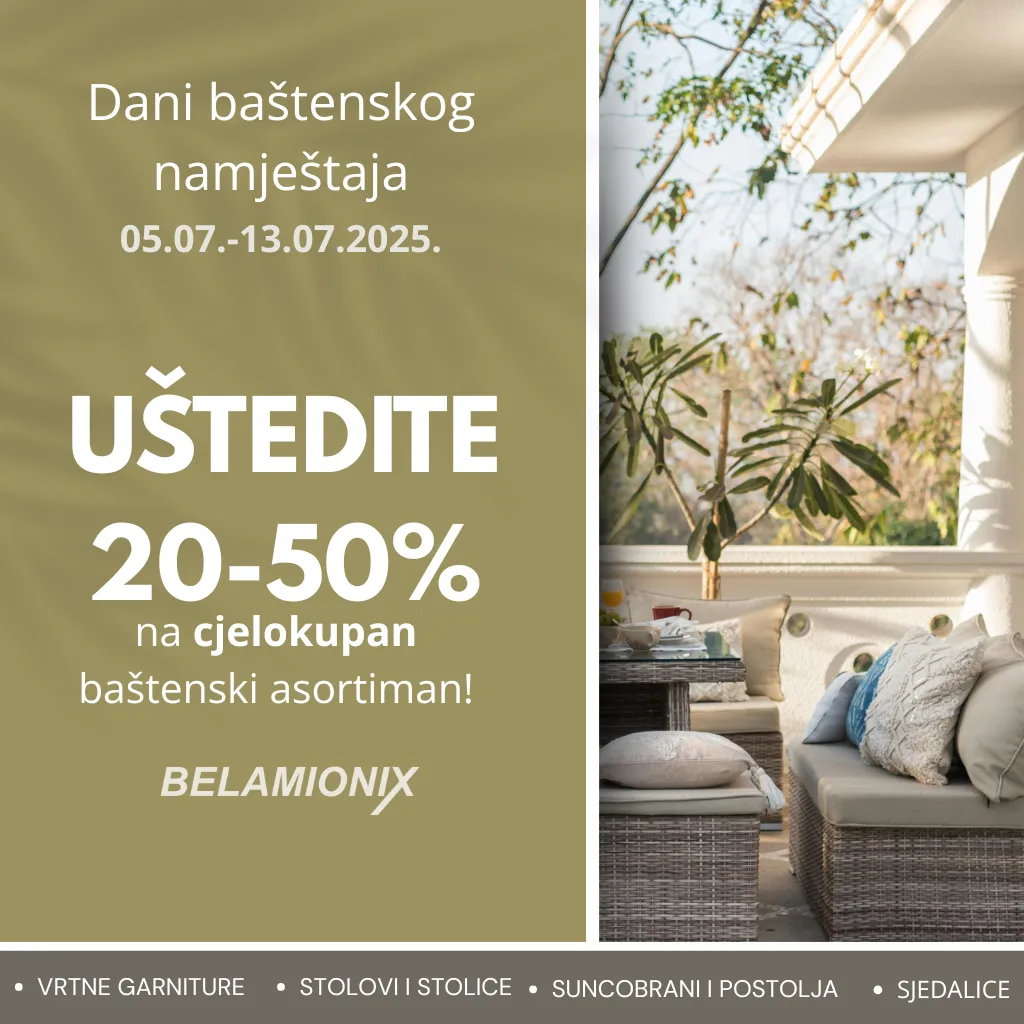 Baštenska garnitura na terasi tokom ljeta – BelaShop.ba